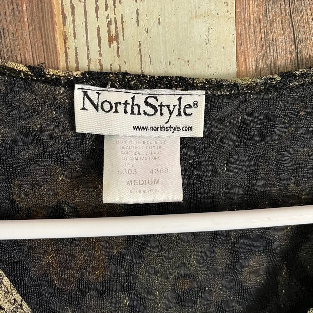 NorthStyle Black and Gold Embellished Wrap Blouse - Picture 3 of 4
